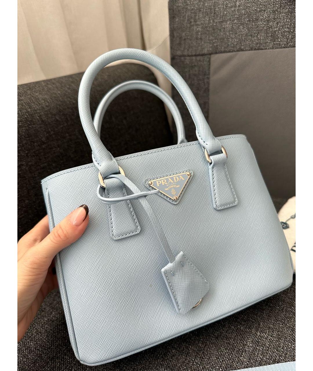 PRADA Голубая кожаная сумка тоут, фото 3