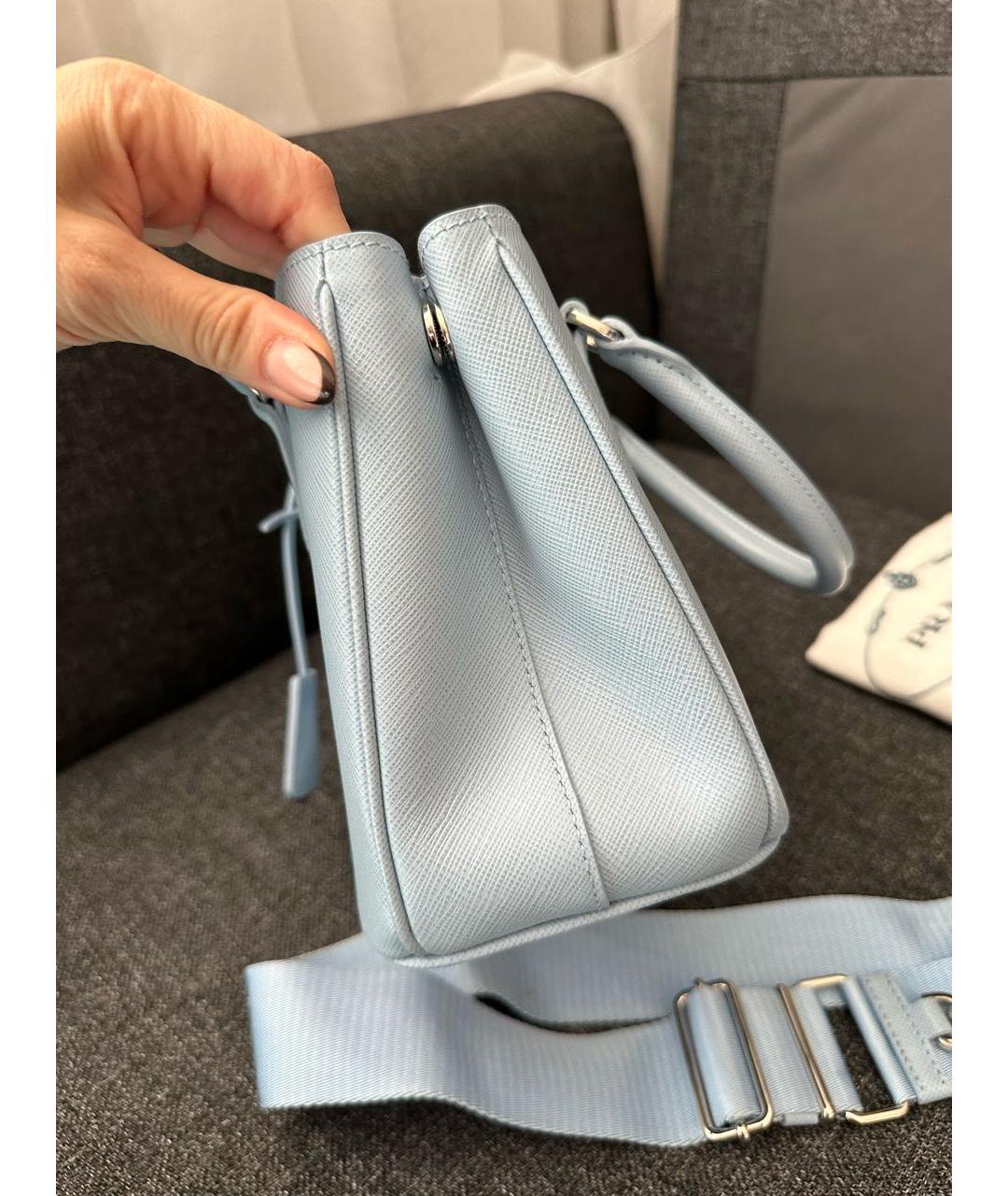 PRADA Голубая кожаная сумка тоут, фото 6