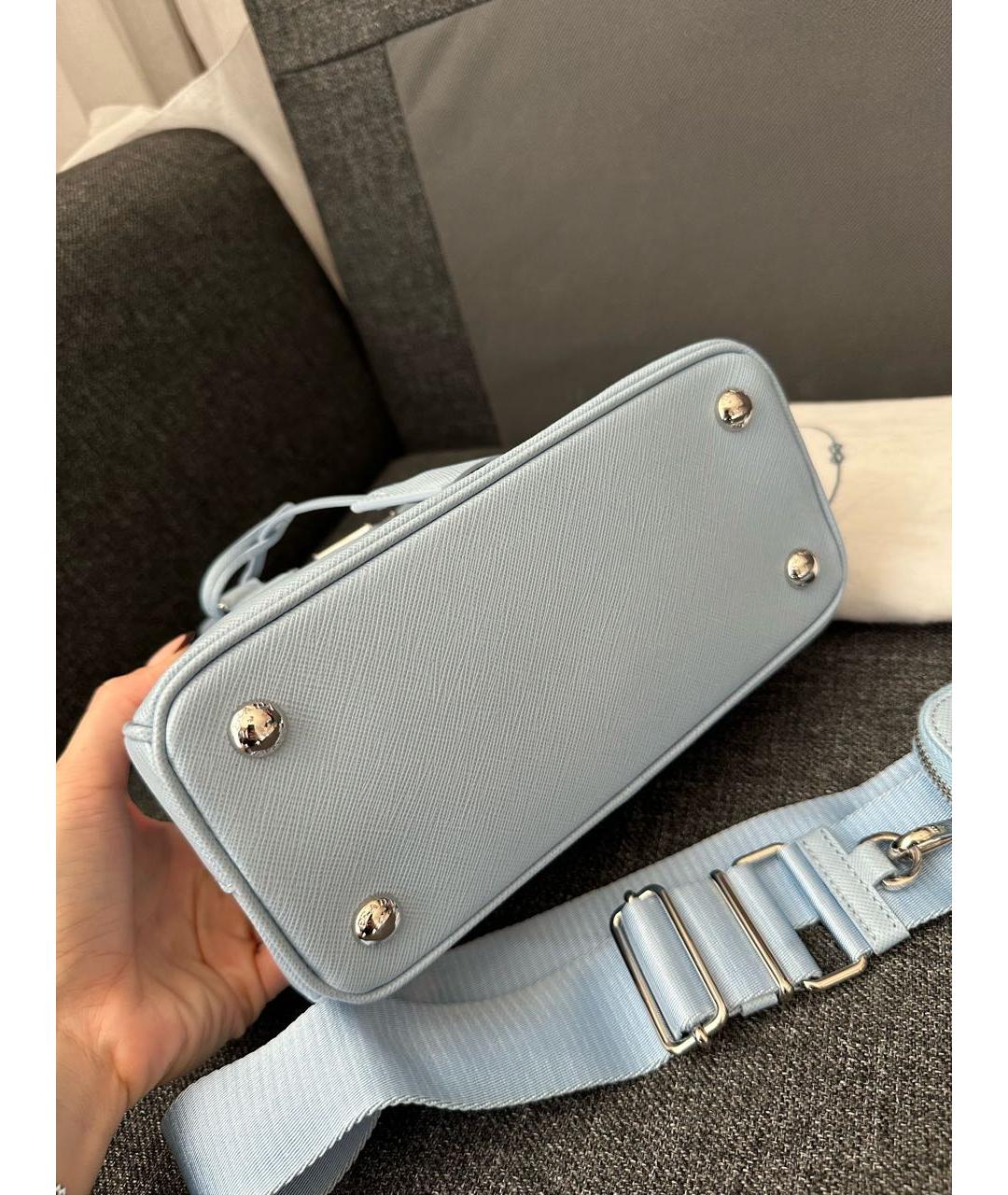 PRADA Голубая кожаная сумка тоут, фото 4