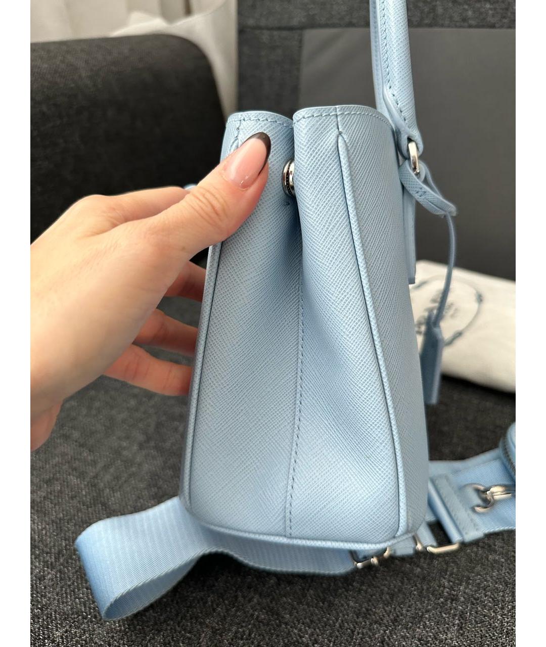 PRADA Голубая кожаная сумка тоут, фото 5