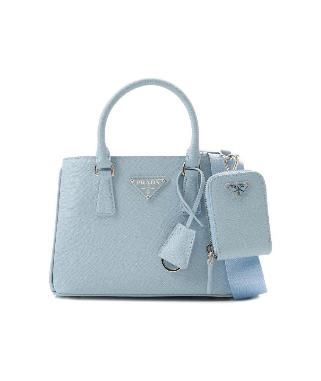 PRADA Голубая кожаная сумка тоут, фото 9