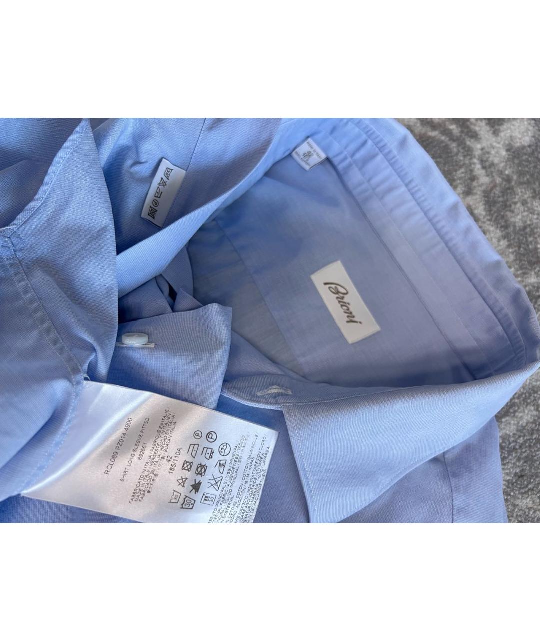 BRIONI Голубая хлопковая классическая рубашка, фото 4