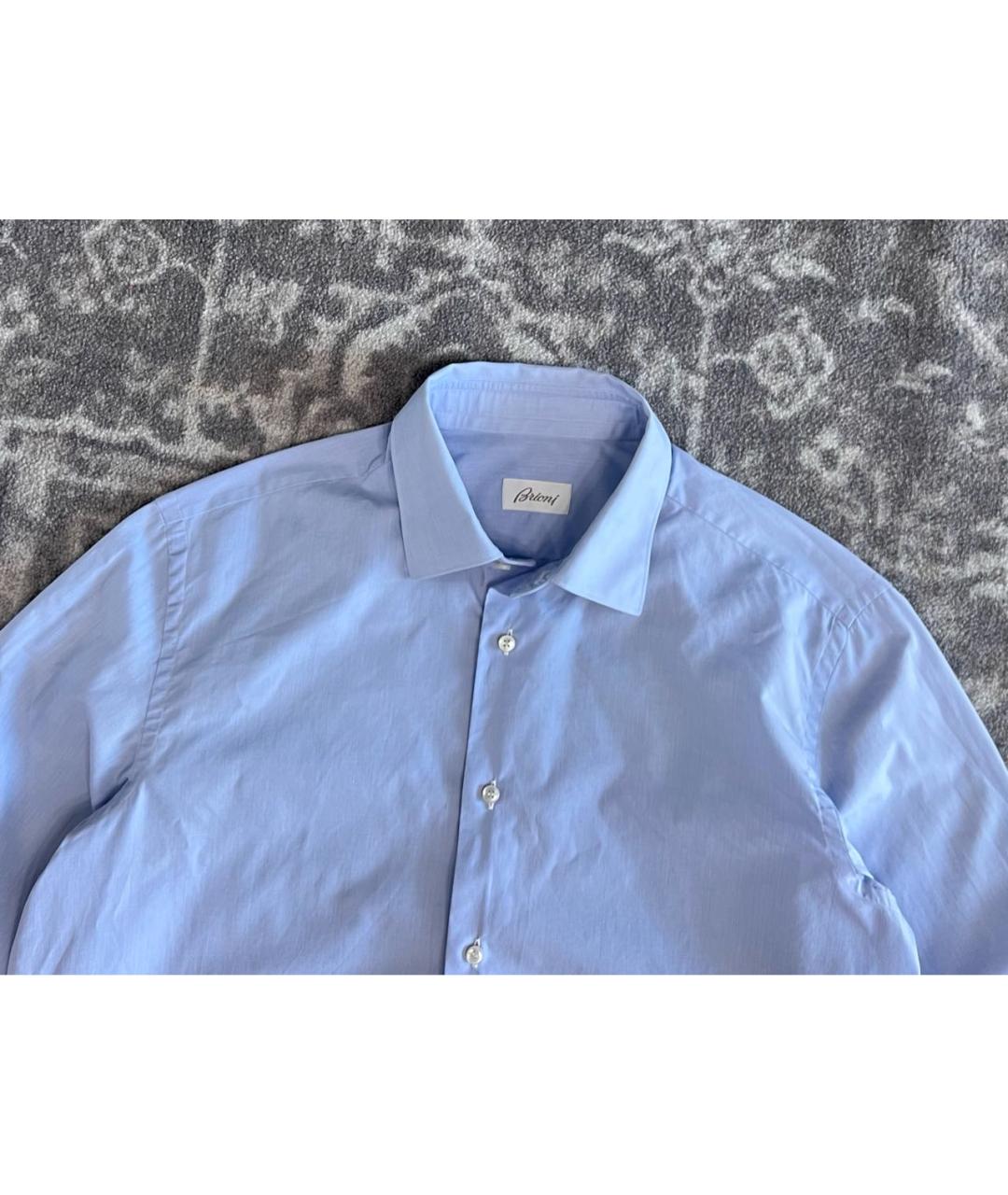 BRIONI Голубая хлопковая классическая рубашка, фото 2