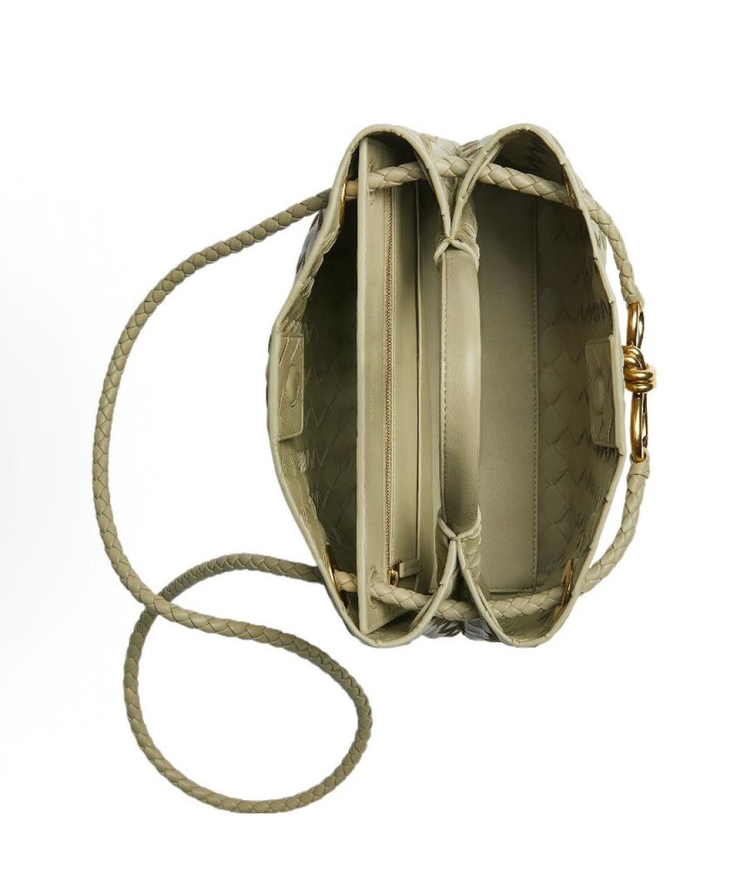 BOTTEGA VENETA Хаки кожаная сумка тоут, фото 4