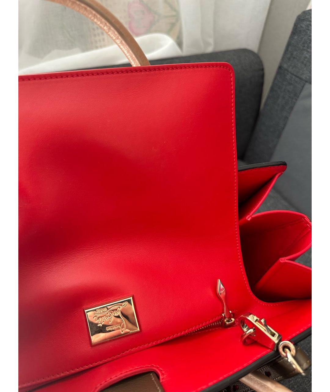 CHRISTIAN LOUBOUTIN Коричневая кожаная сумка тоут, фото 7