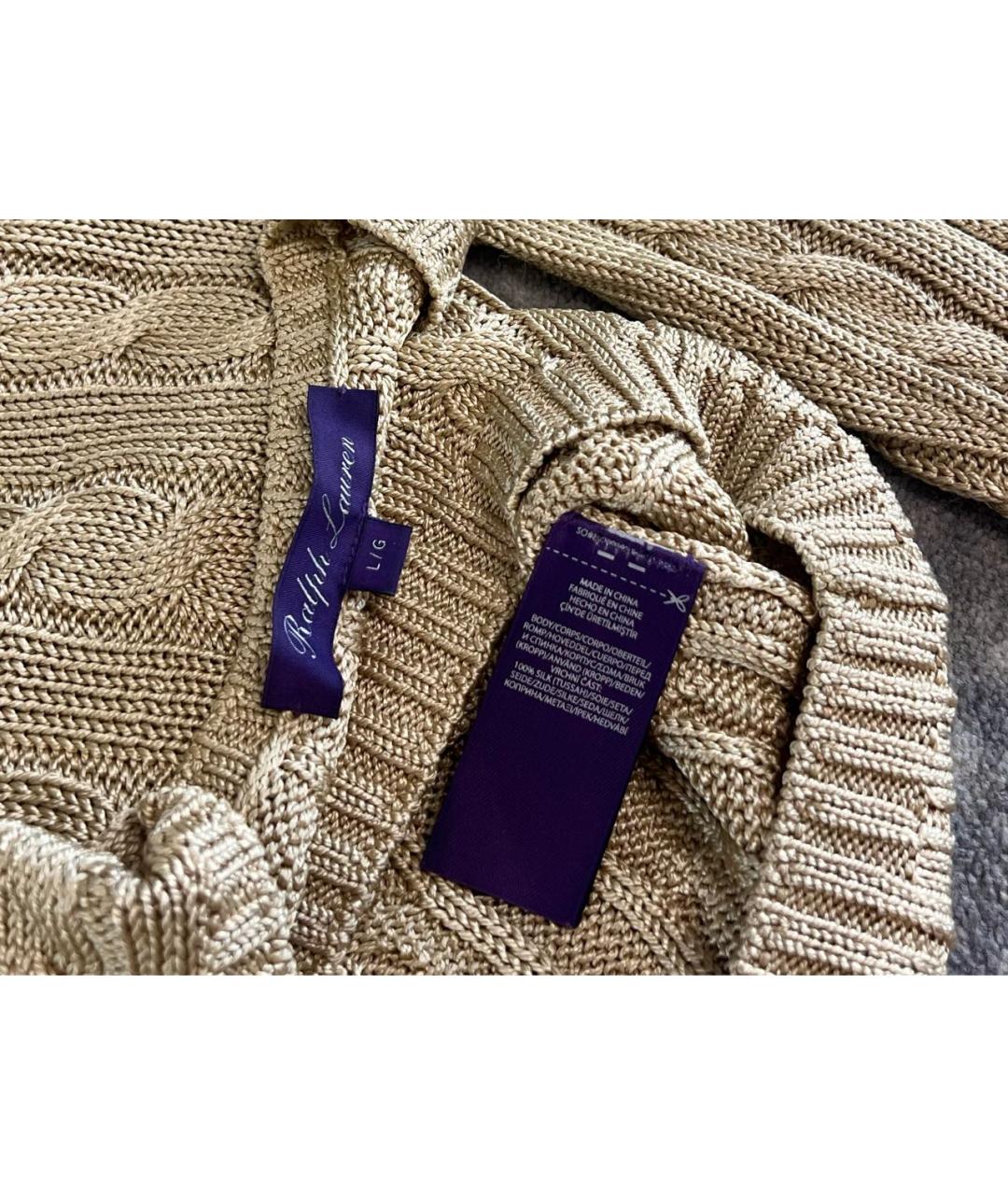 RALPH LAUREN PURPLE LABEL Золотой шелковый джемпер / свитер, фото 6
