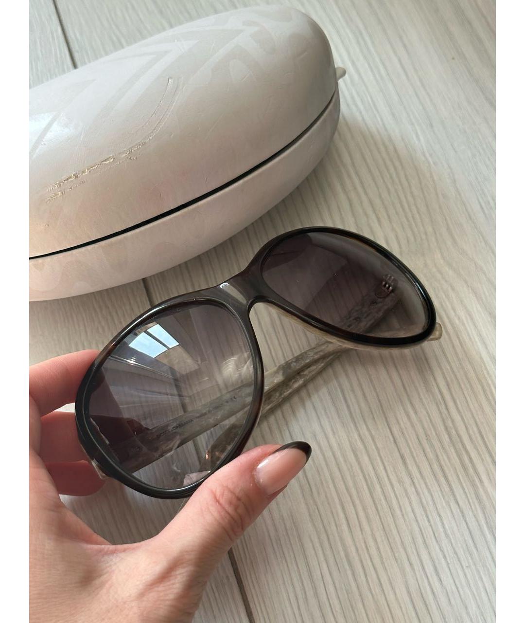 DOLCE&GABBANA Коричневые пластиковые солнцезащитные очки, фото 2