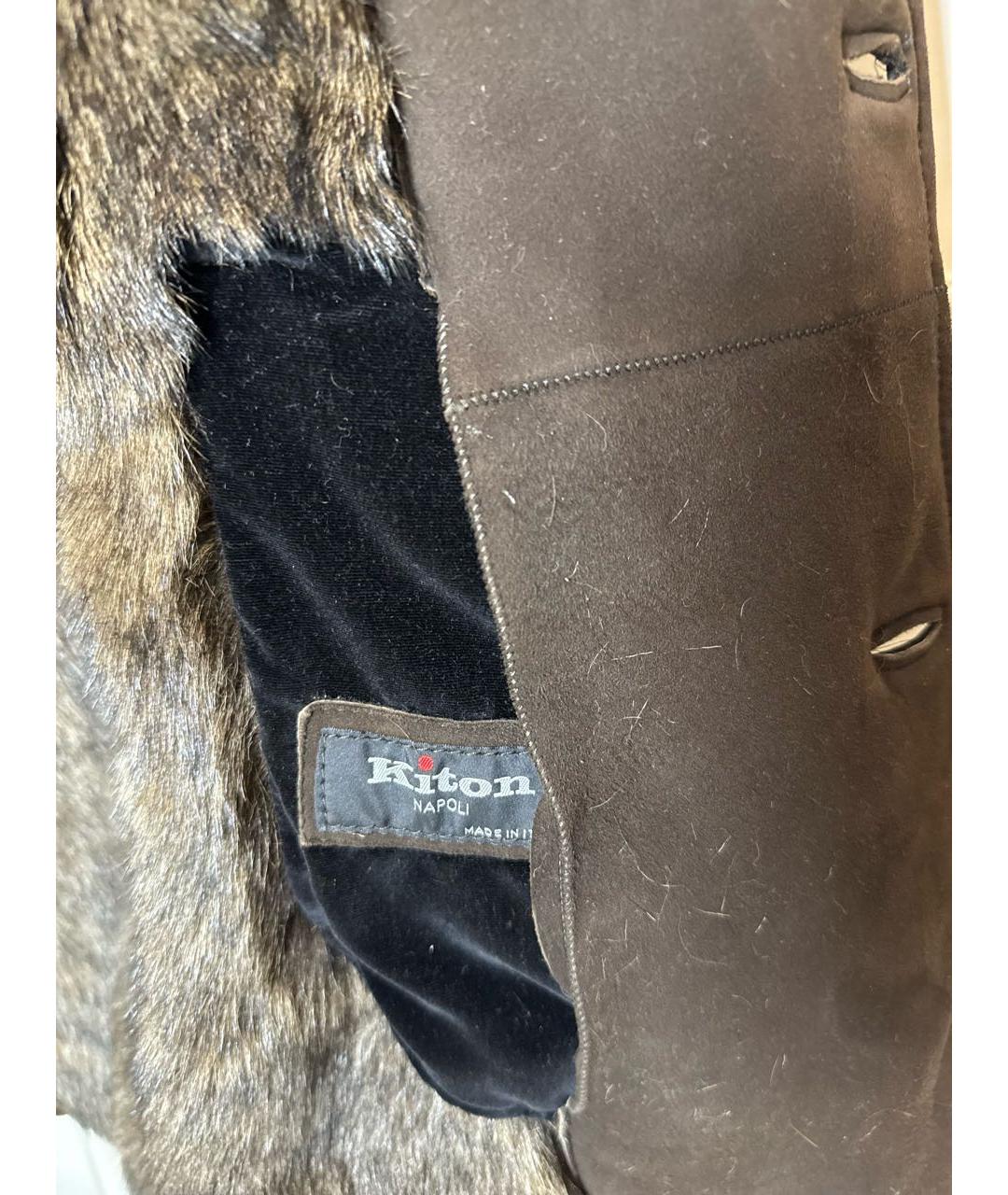 KITON Коричневая замшевая дубленка/шуба, фото 5