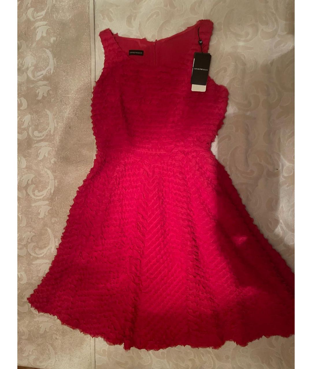 EMPORIO ARMANI Красное полиэстеровое платье, фото 4