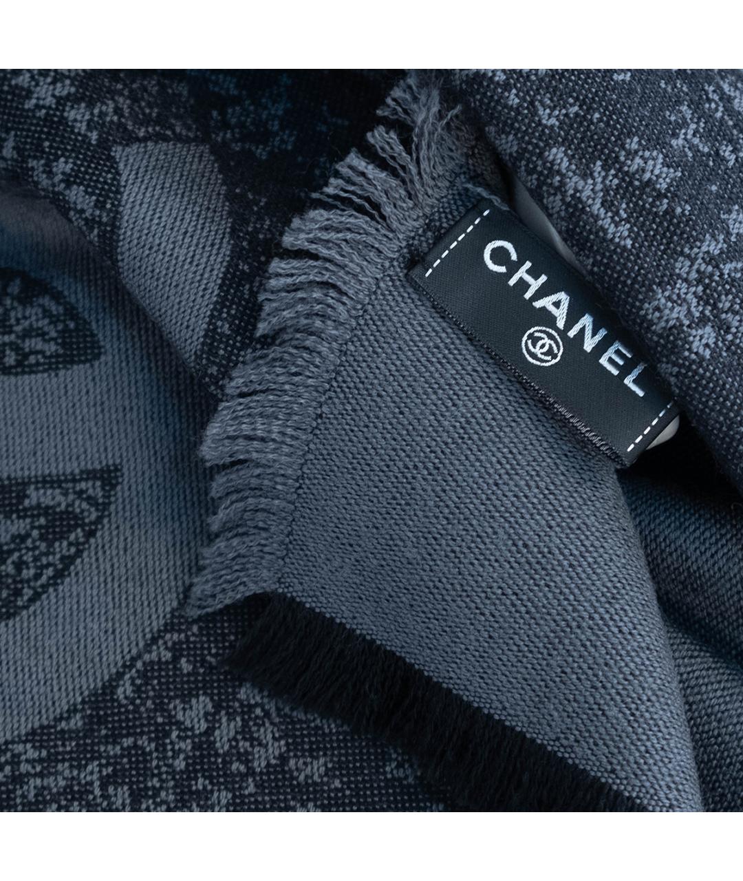 CHANEL Черный шерстяной шарф, фото 3