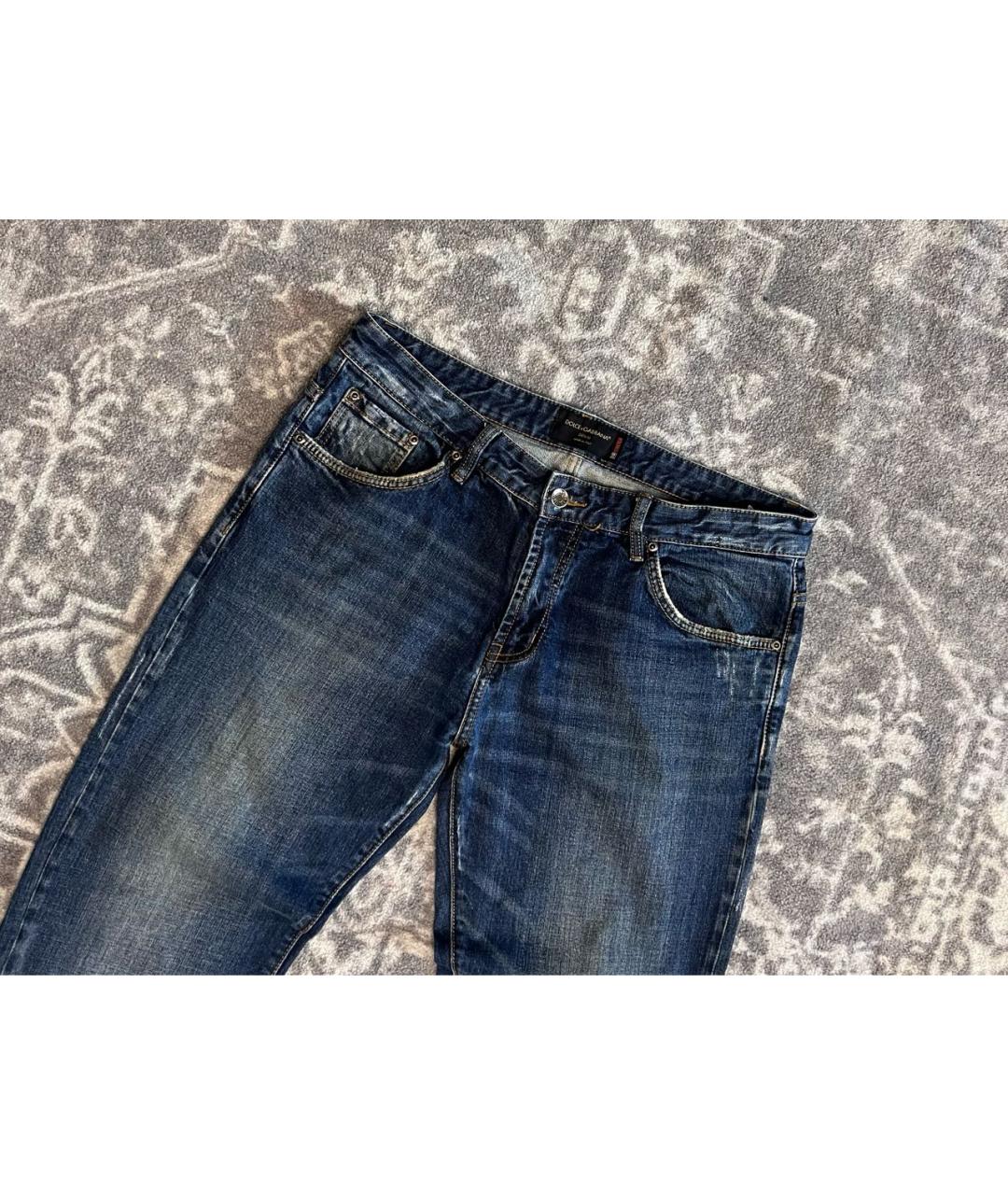 DOLCE&GABBANA Синие хлопко-эластановые прямые джинсы, фото 2