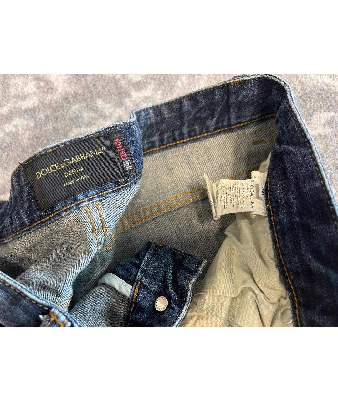 DOLCE&GABBANA Синие хлопко-эластановые прямые джинсы, фото 5
