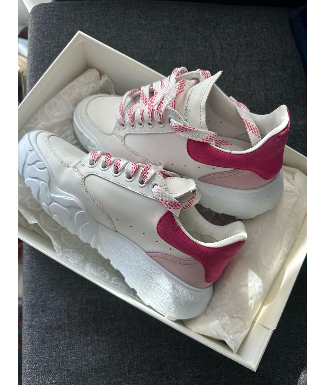 ALEXANDER MCQUEEN Белые кожаные кроссовки, фото 2