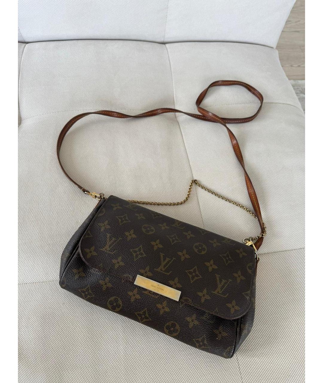 LOUIS VUITTON Коричневая кожаная сумка тоут, фото 8