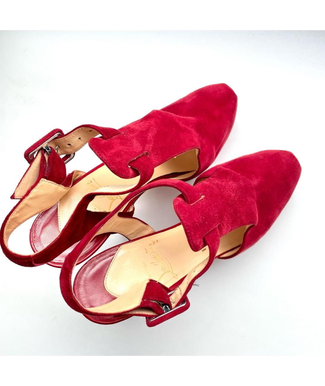 CHRISTIAN LOUBOUTIN Бордовые замшевые босоножки, фото 6