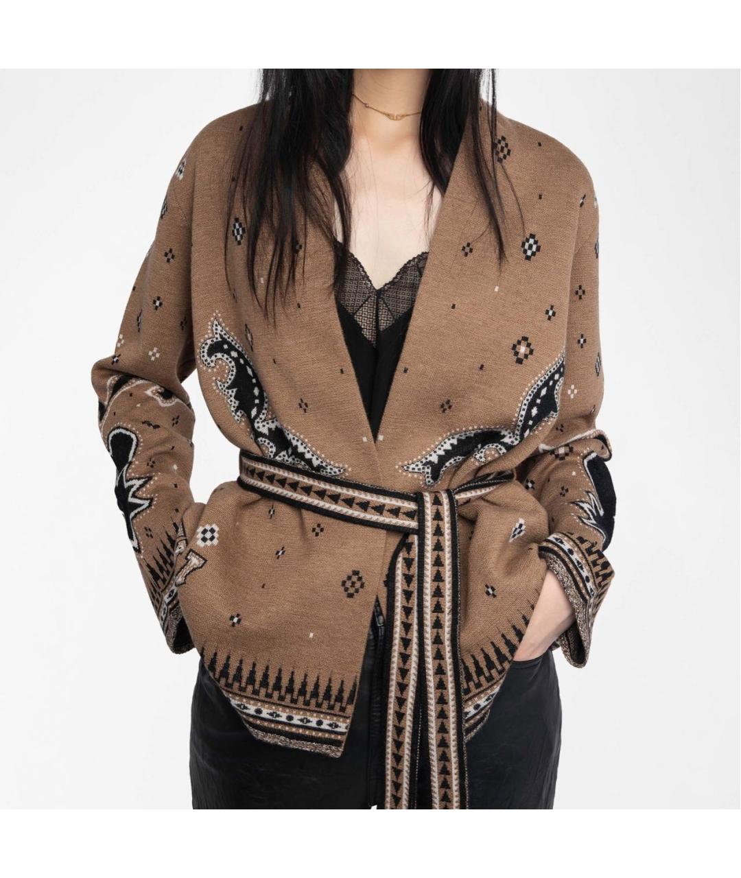 ZADIG & VOLTAIRE Коричневый шерстяной кардиган, фото 2