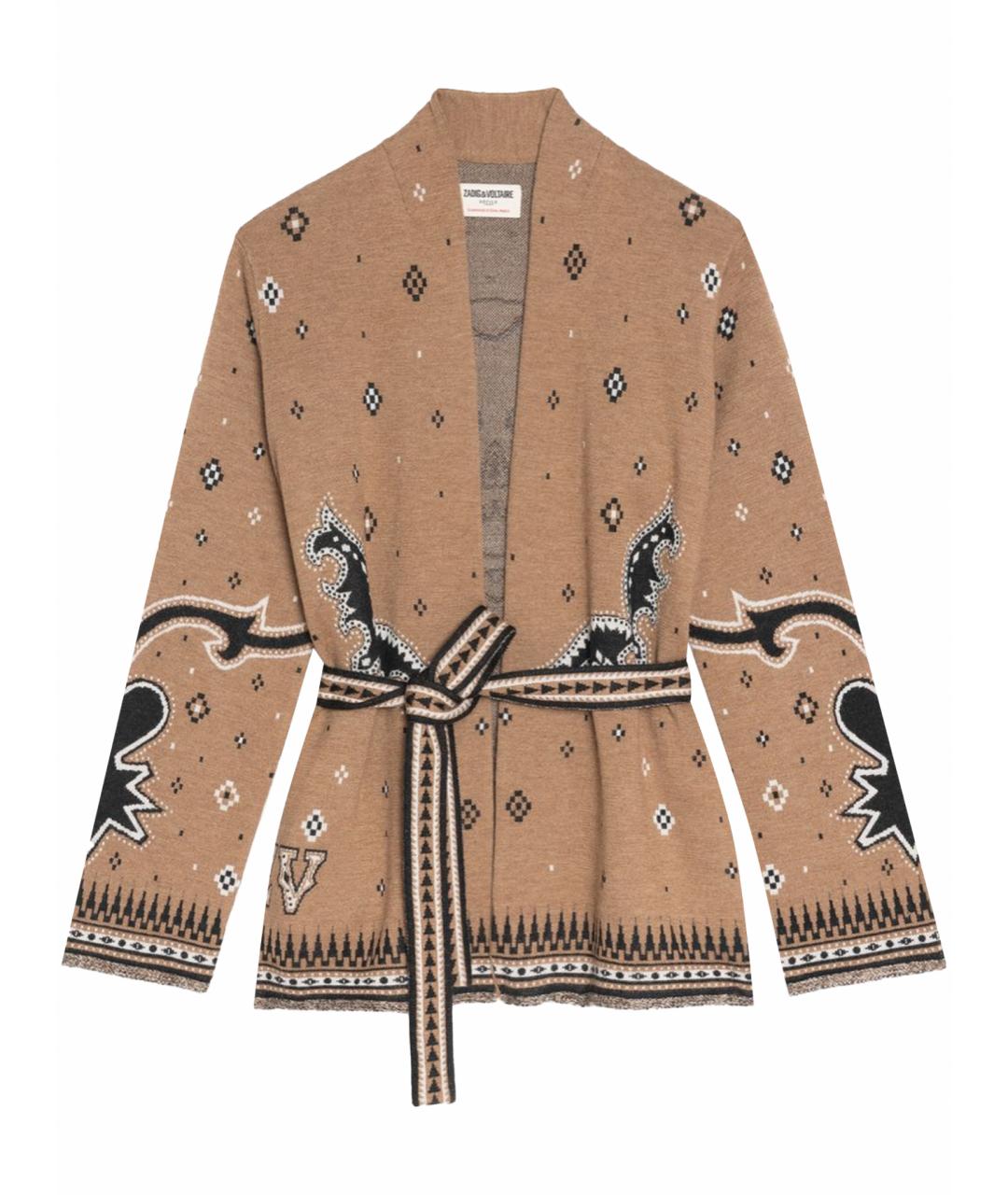 ZADIG & VOLTAIRE Коричневый шерстяной кардиган, фото 1