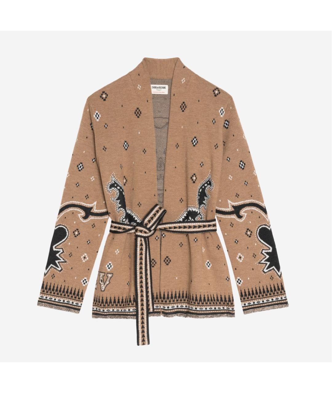 ZADIG & VOLTAIRE Коричневый шерстяной кардиган, фото 5