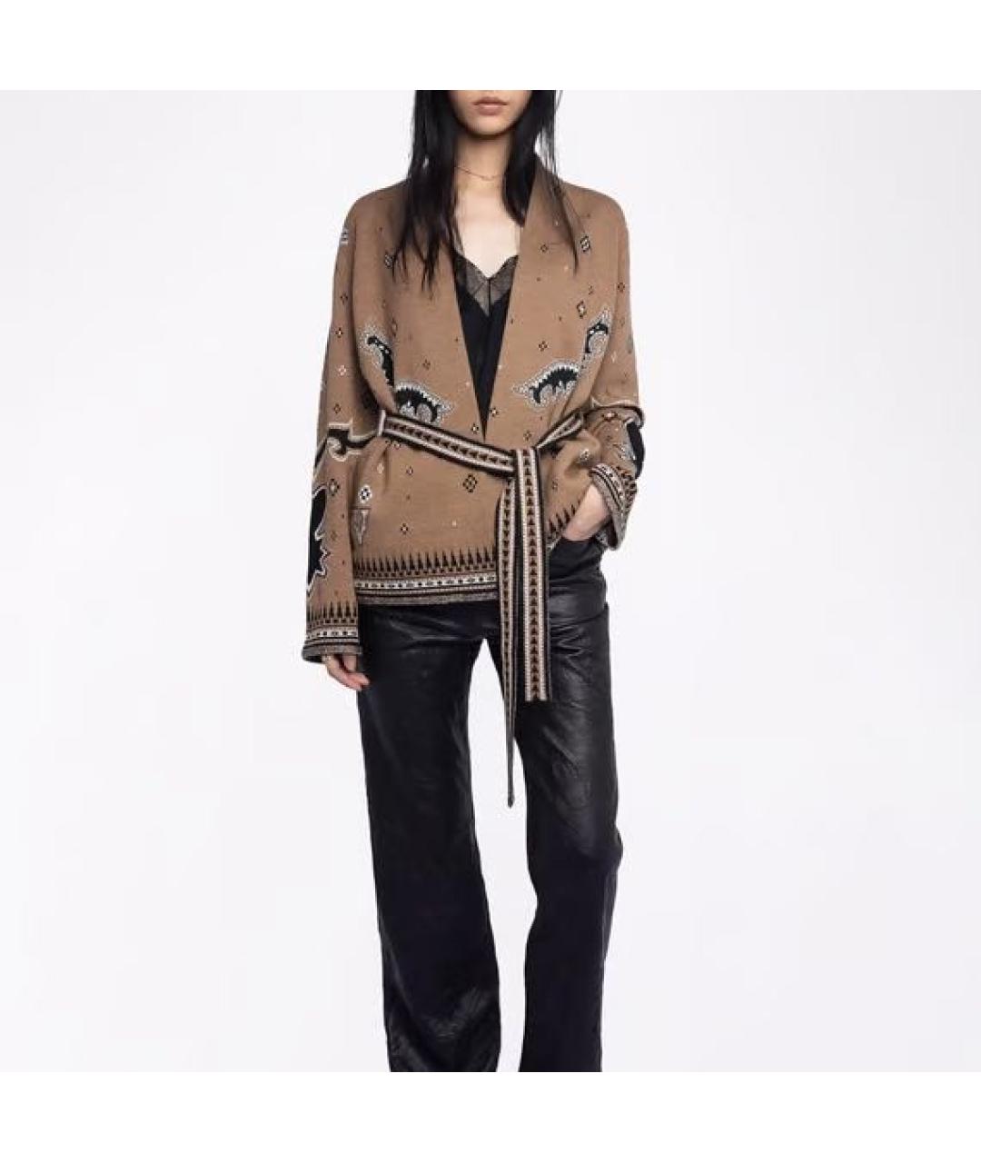 ZADIG & VOLTAIRE Коричневый шерстяной кардиган, фото 4
