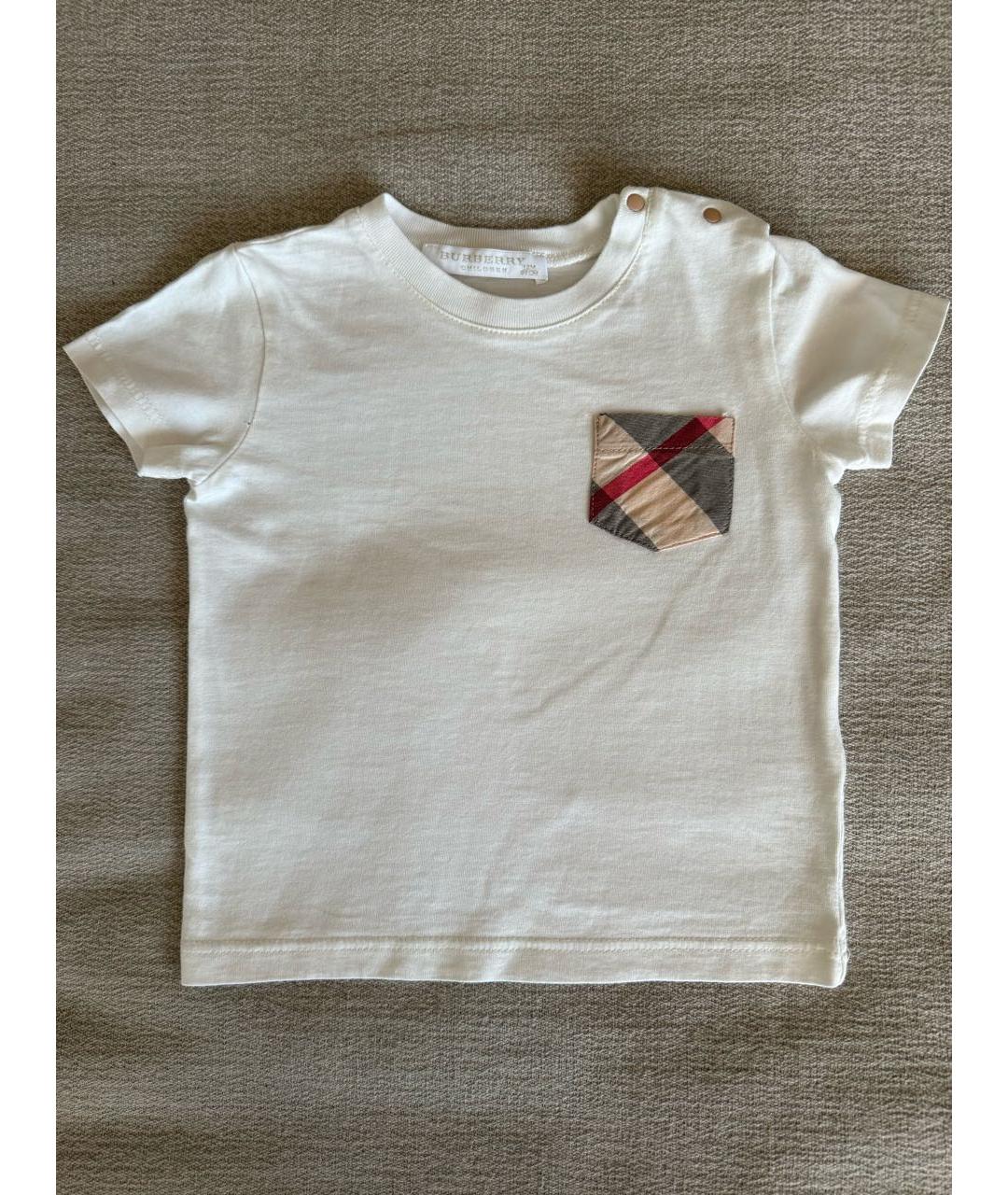 BURBERRY Белая хлопковая детская футболка, фото 4