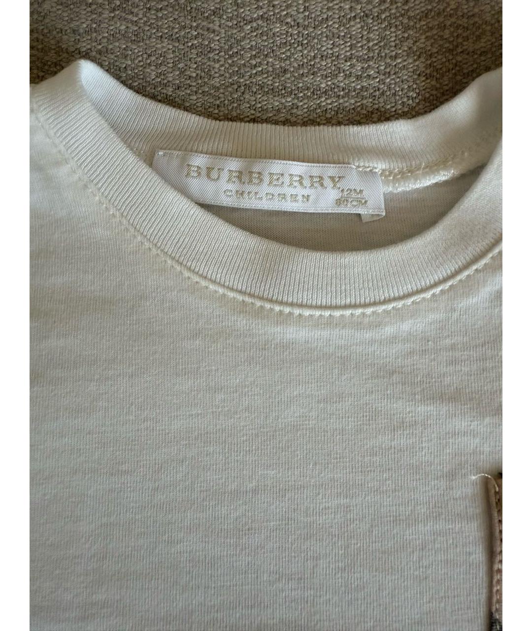 BURBERRY Белая хлопковая детская футболка, фото 3