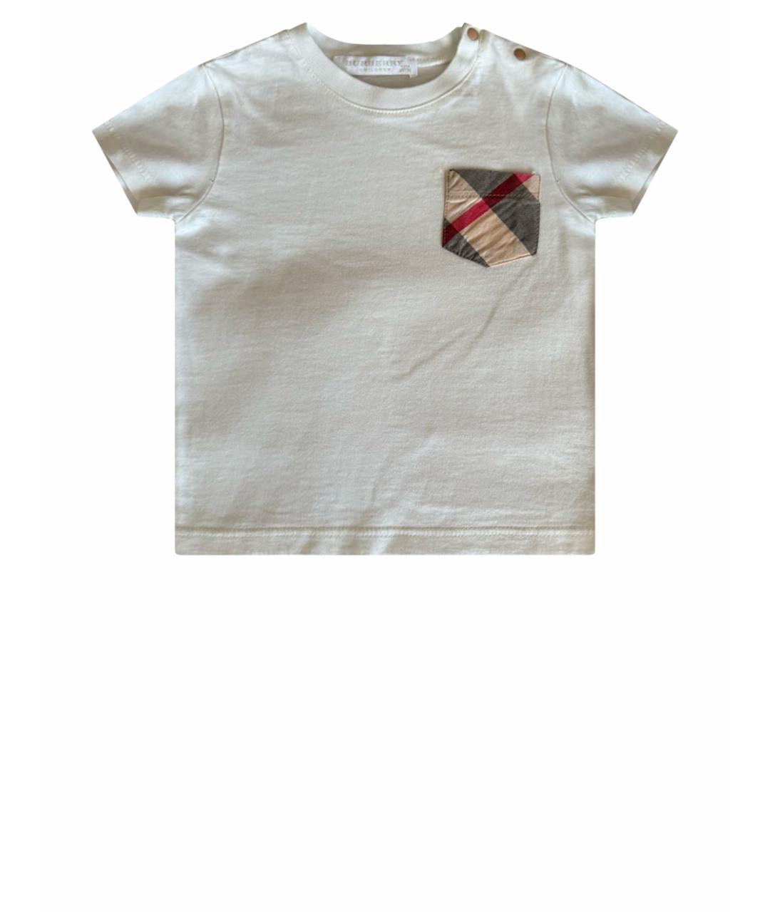 BURBERRY Белая хлопковая детская футболка, фото 1