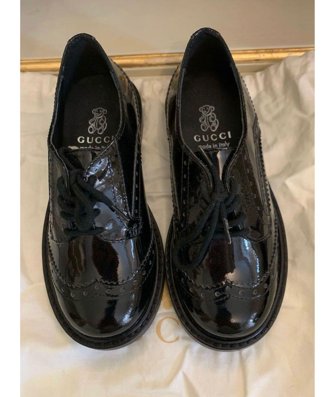 GUCCI KIDS Черные ботинки из лакированной кожи, фото 2
