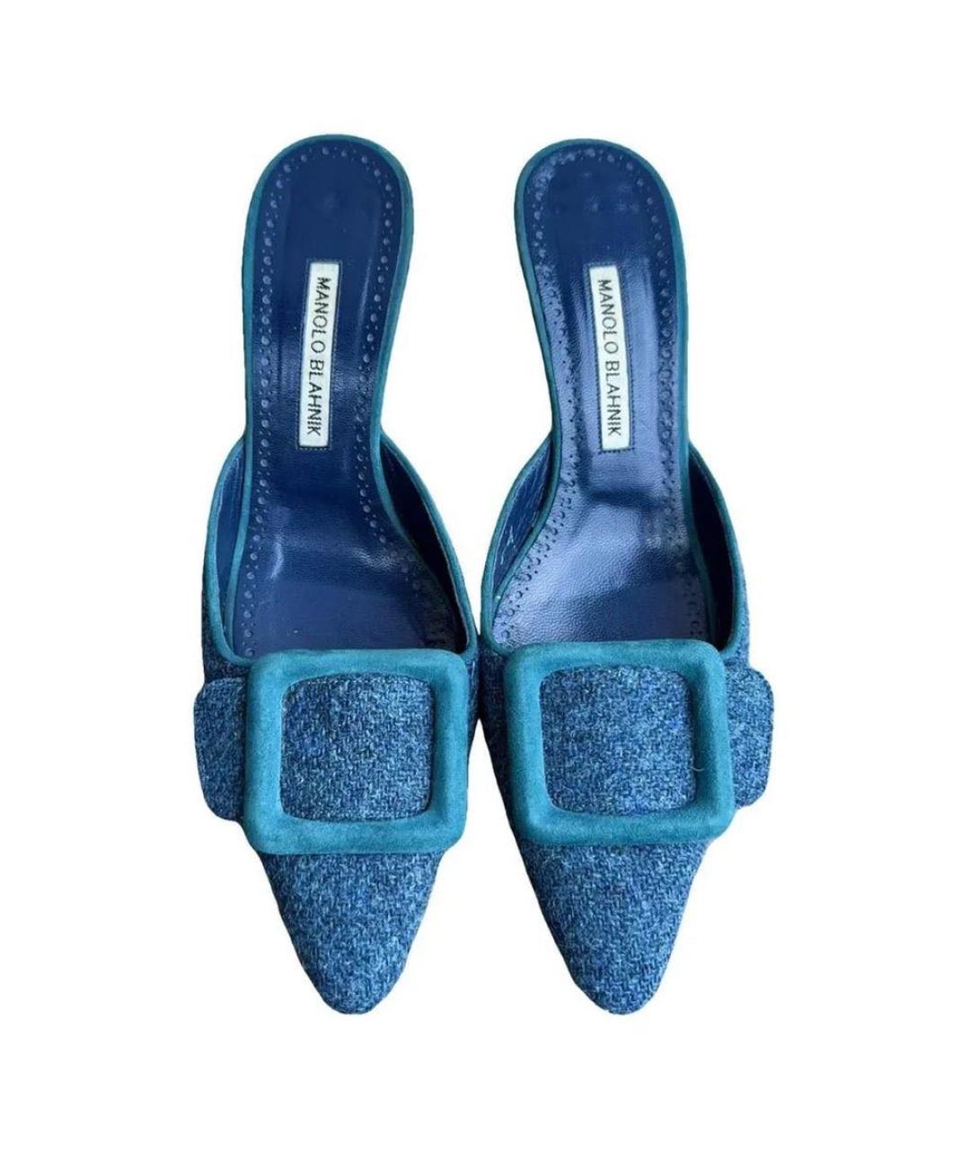 MANOLO BLAHNIK Темно-синие мюли, фото 2