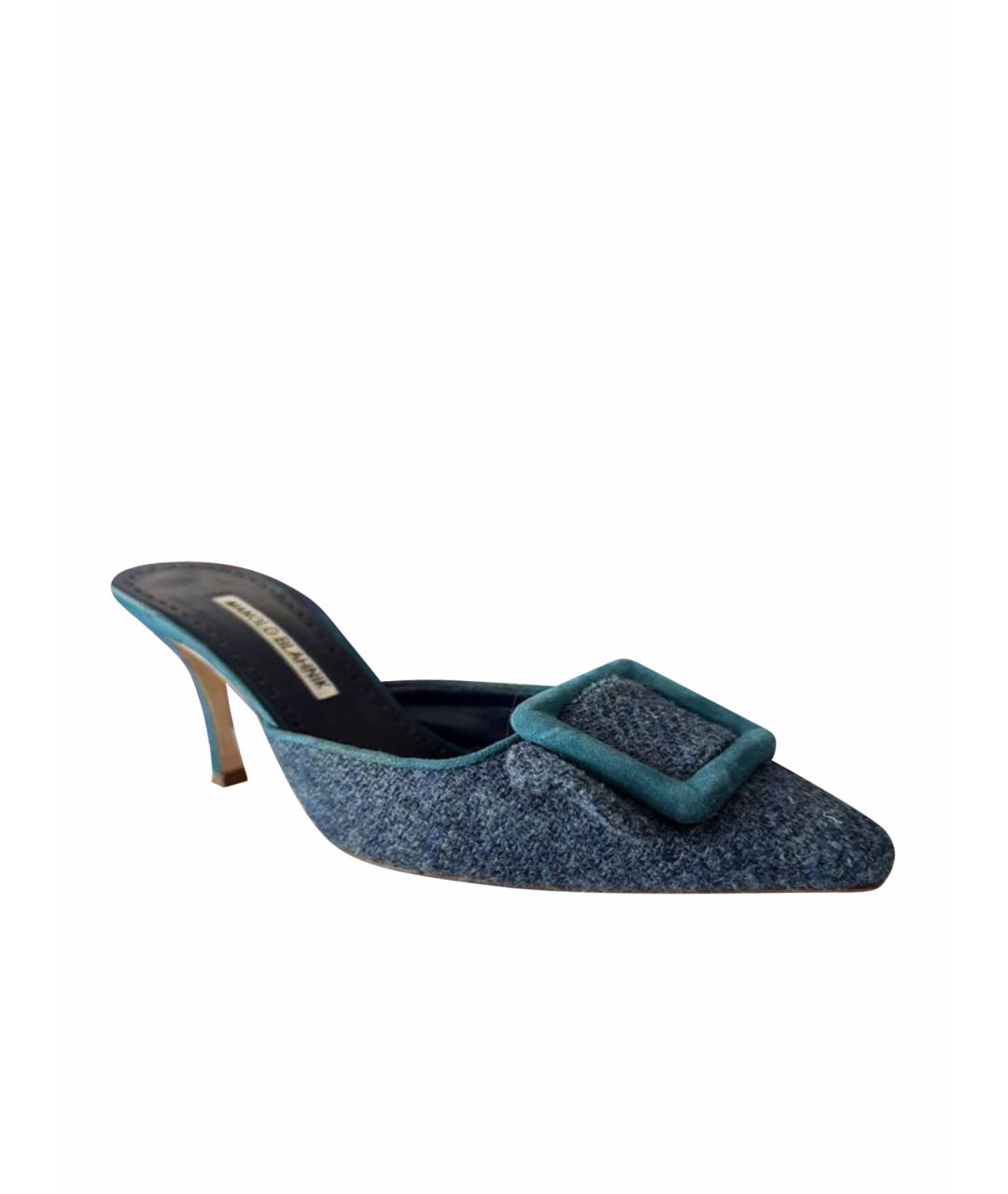 MANOLO BLAHNIK Темно-синие мюли, фото 1