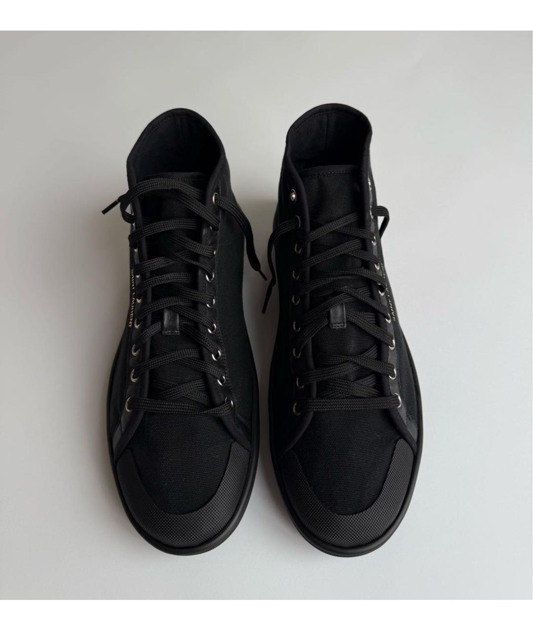 SAINT LAURENT Черные текстильные высокие кроссовки / кеды, фото 2