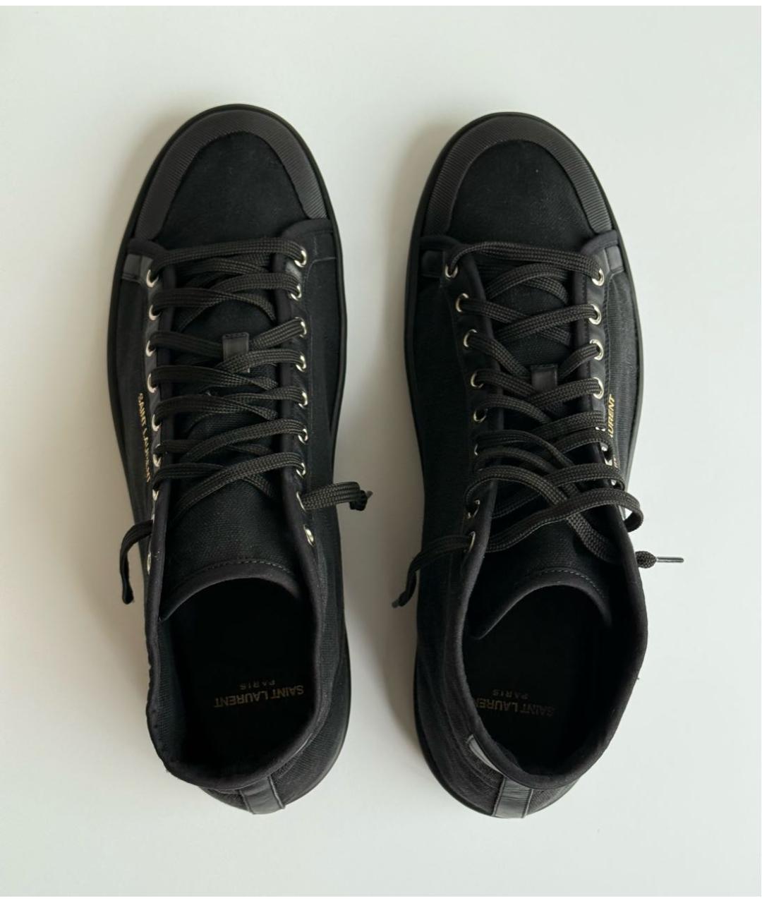 SAINT LAURENT Черные текстильные высокие кроссовки / кеды, фото 3