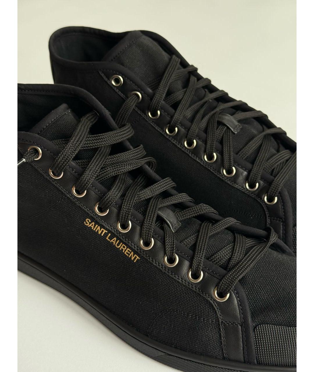 SAINT LAURENT Черные текстильные высокие кроссовки / кеды, фото 6