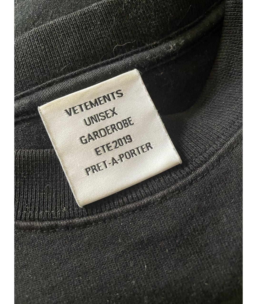 VETEMENTS Черная хлопковая футболка, фото 3