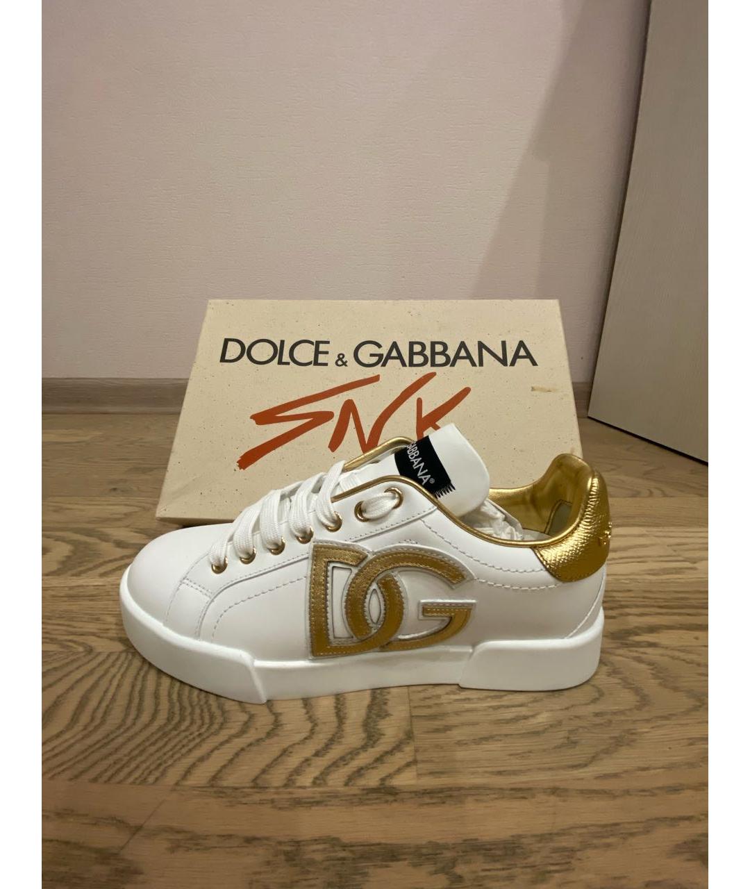 DOLCE&GABBANA Белые кожаные кеды, фото 5