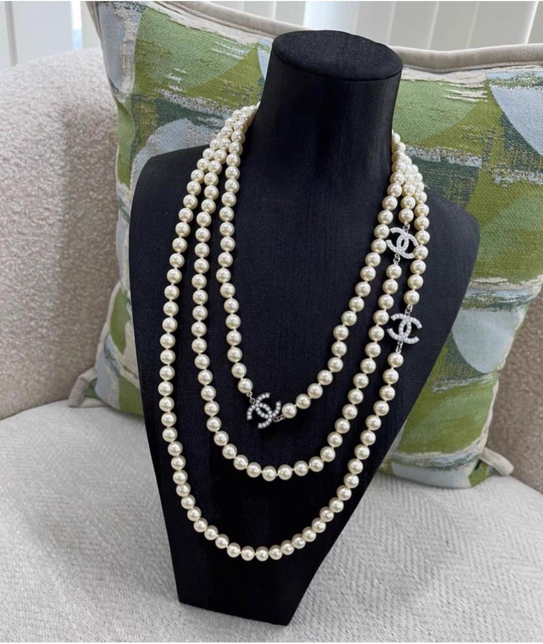 CHANEL Белое жемчужное колье, фото 5