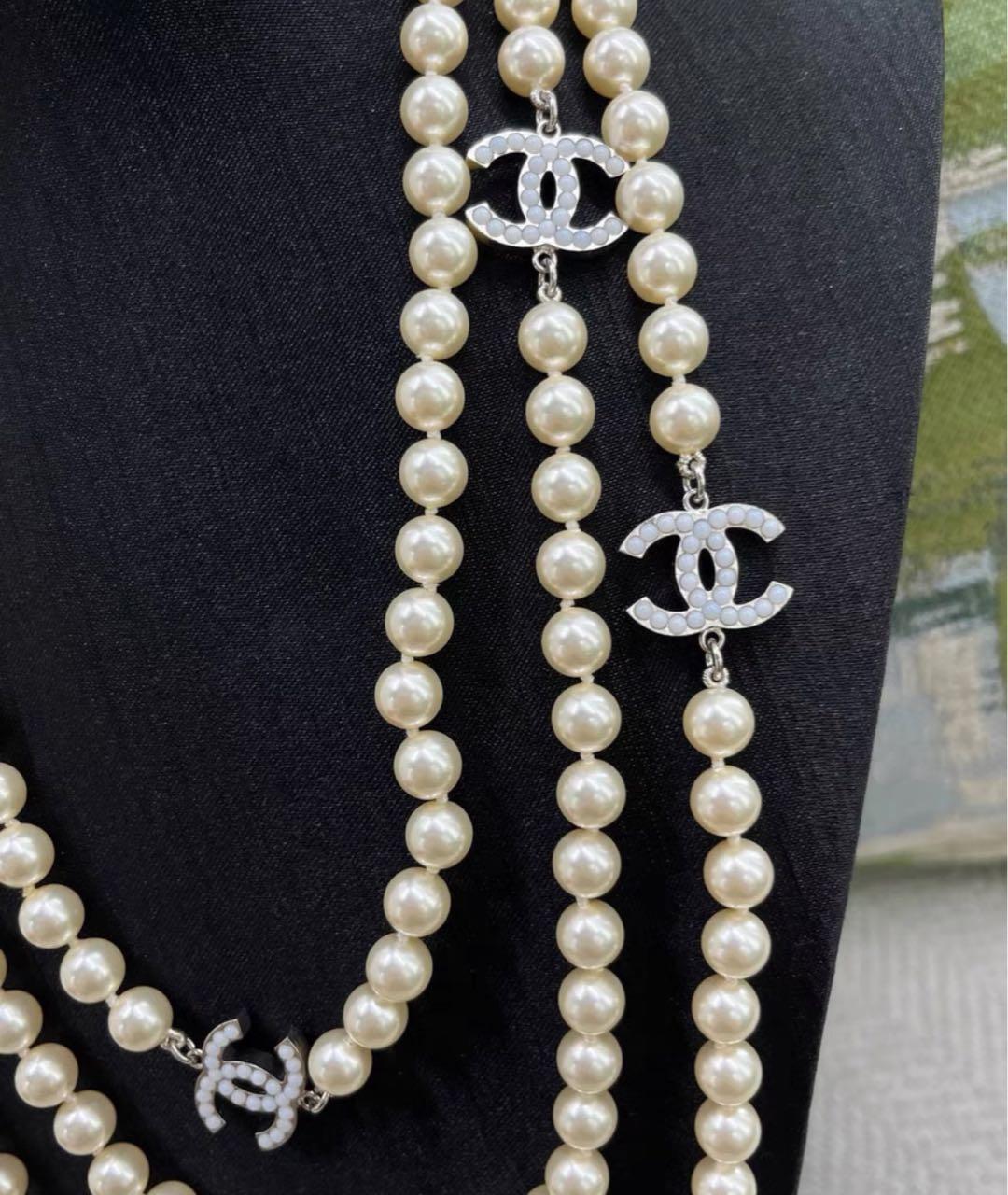 CHANEL Белое жемчужное колье, фото 8