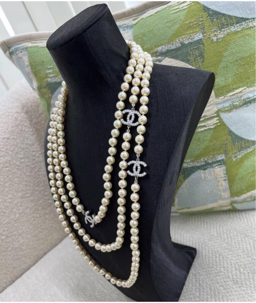 CHANEL Белое жемчужное колье, фото 6