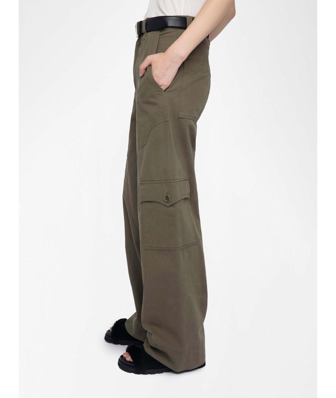 ZADIG & VOLTAIRE Хаки хлопковые брюки широкие, фото 4