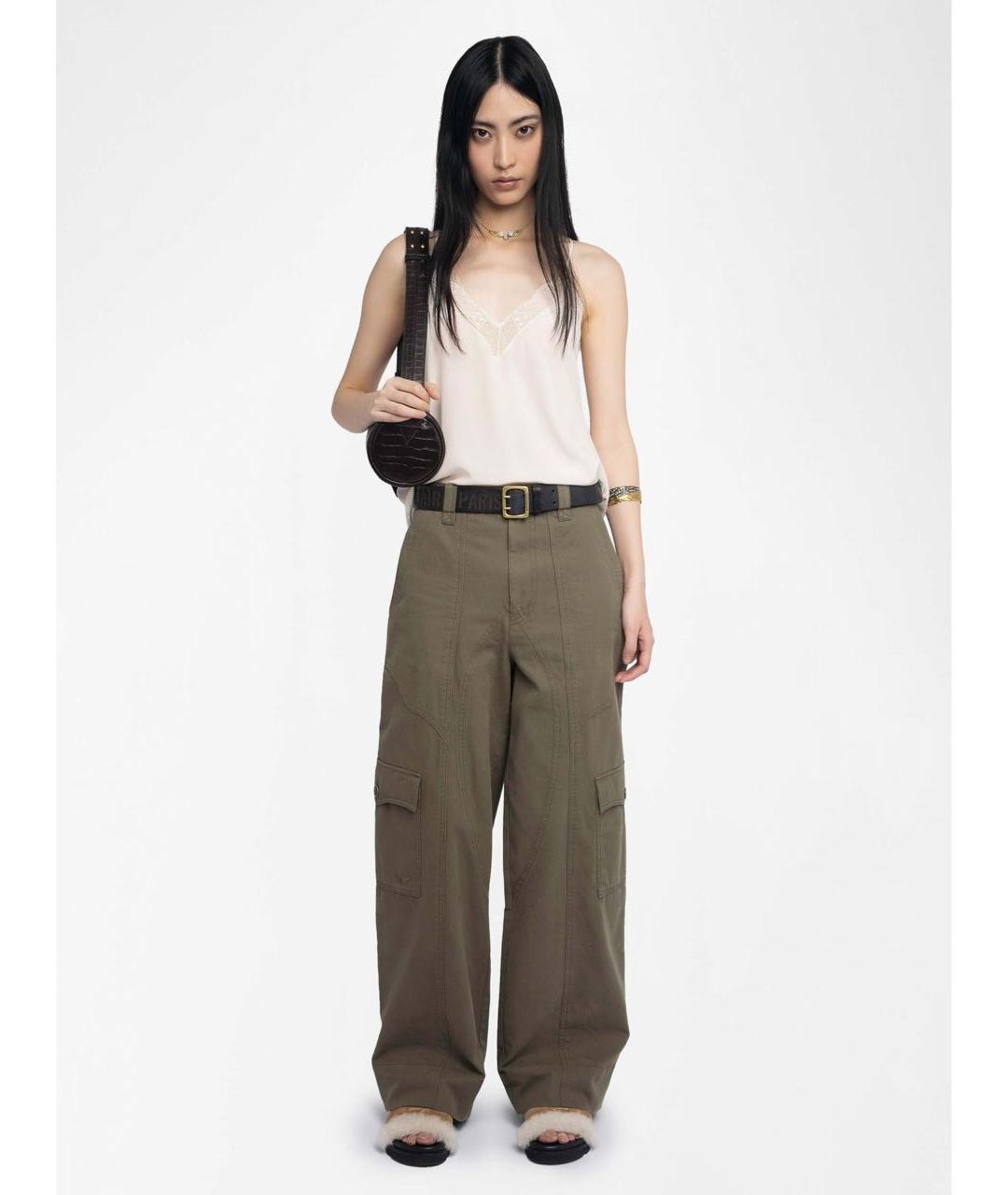 ZADIG & VOLTAIRE Хаки хлопковые брюки широкие, фото 2