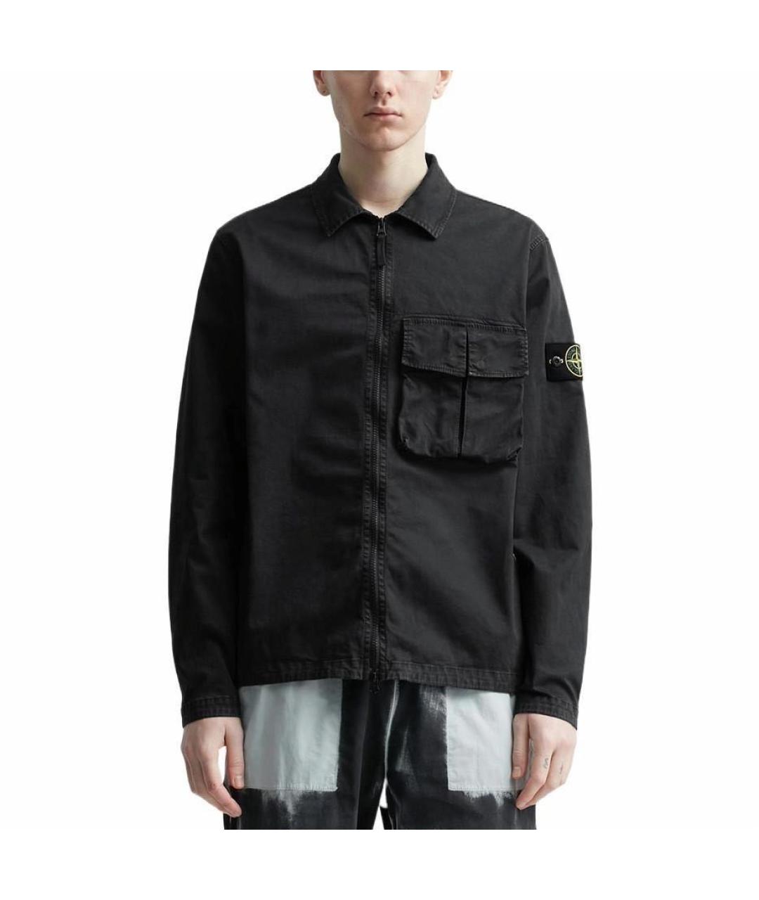 STONE ISLAND Черная хлопковая куртка, фото 3