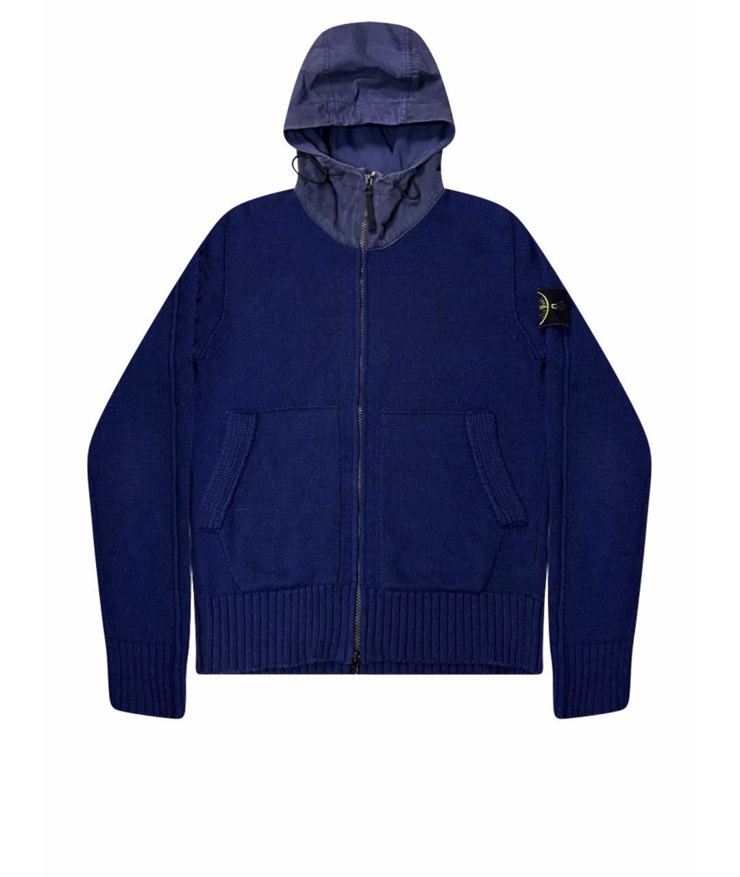 STONE ISLAND Темно-синий шерстяной кардиган, фото 1