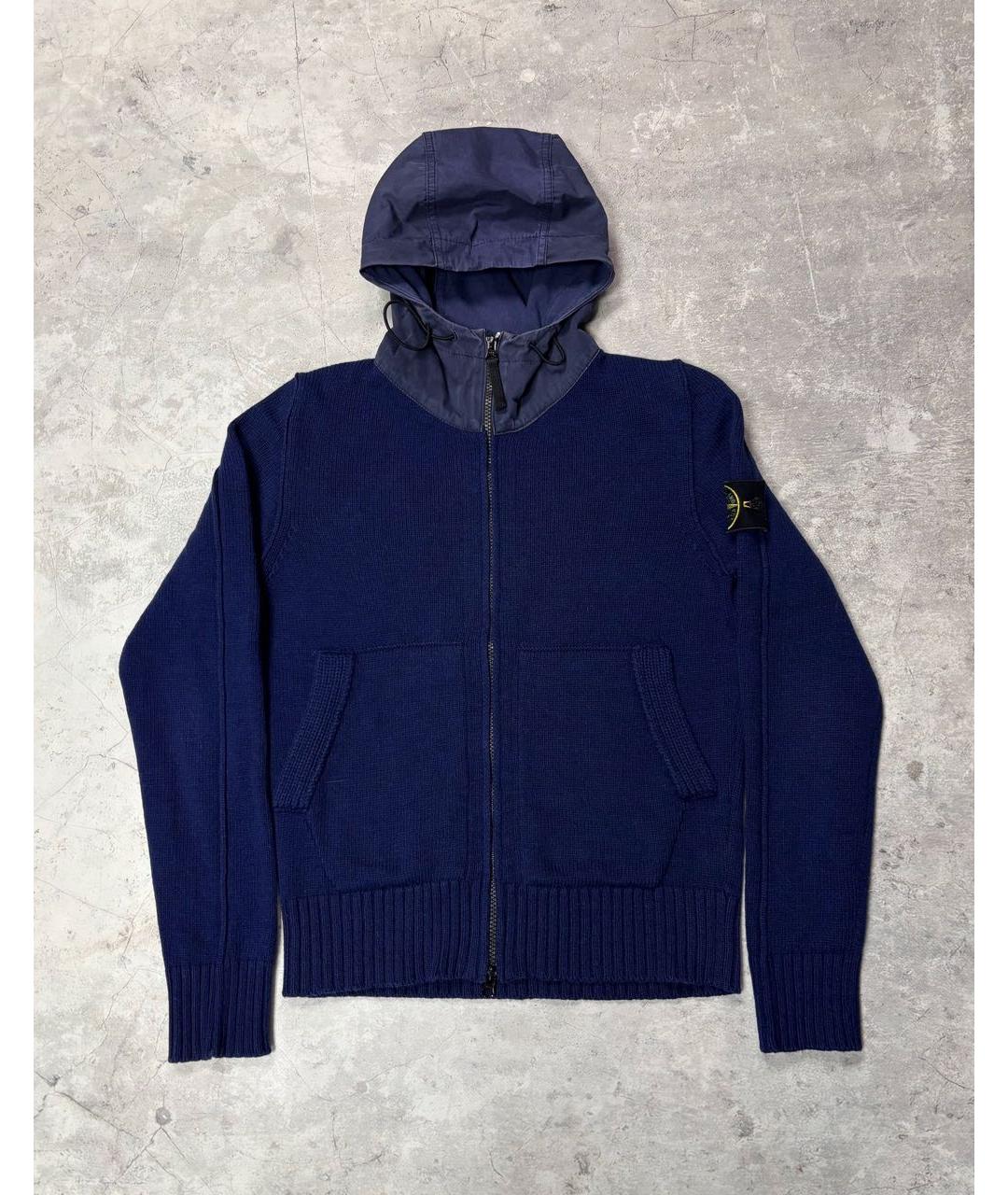 STONE ISLAND Темно-синий шерстяной кардиган, фото 7