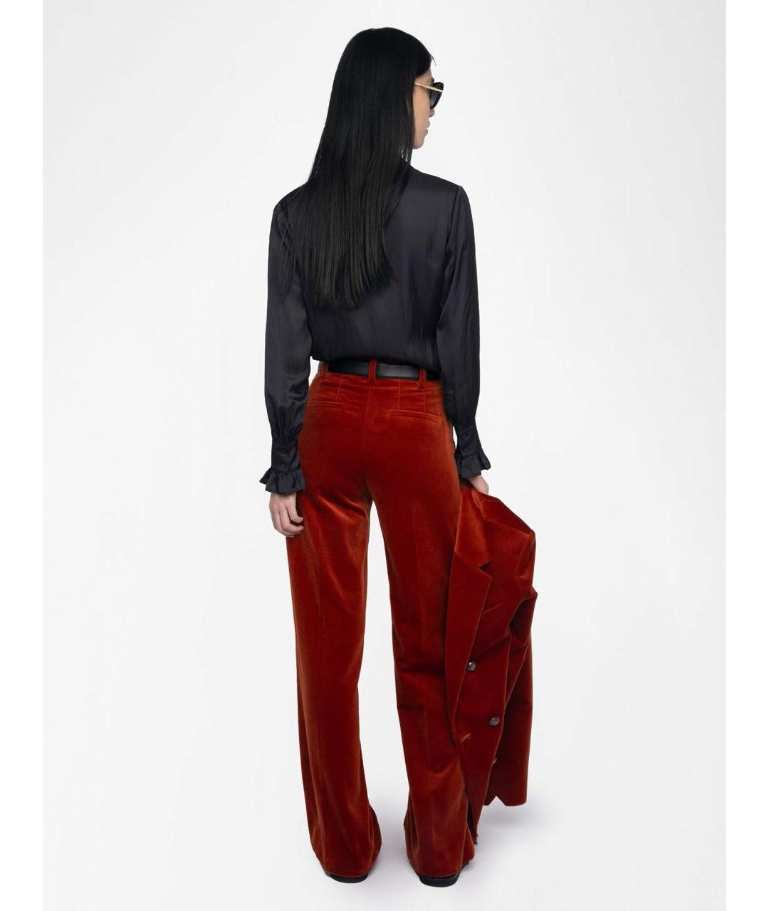ZADIG & VOLTAIRE Оранжевое хлопковые брюки широкие, фото 4