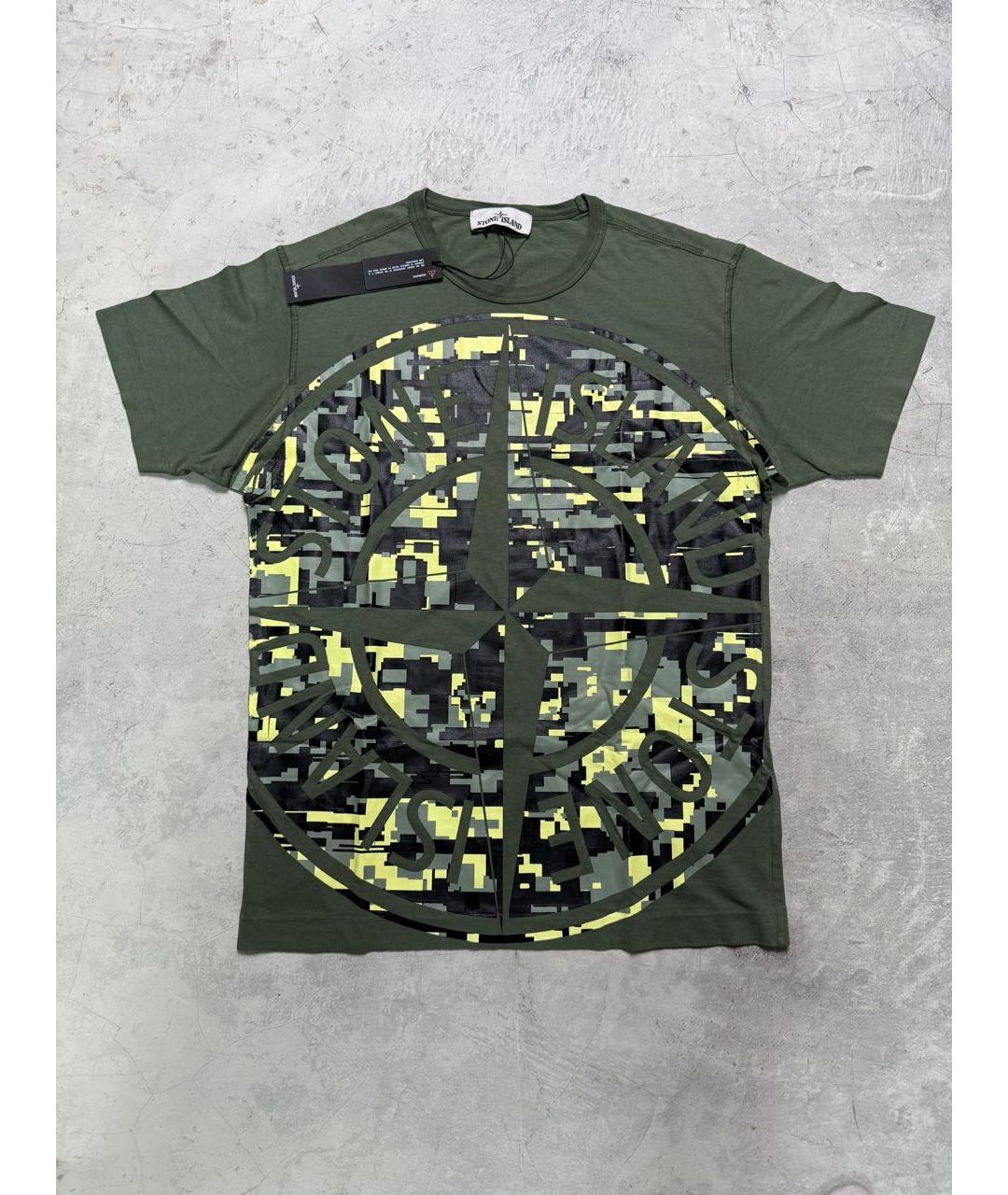 STONE ISLAND Хаки хлопковая футболка, фото 5