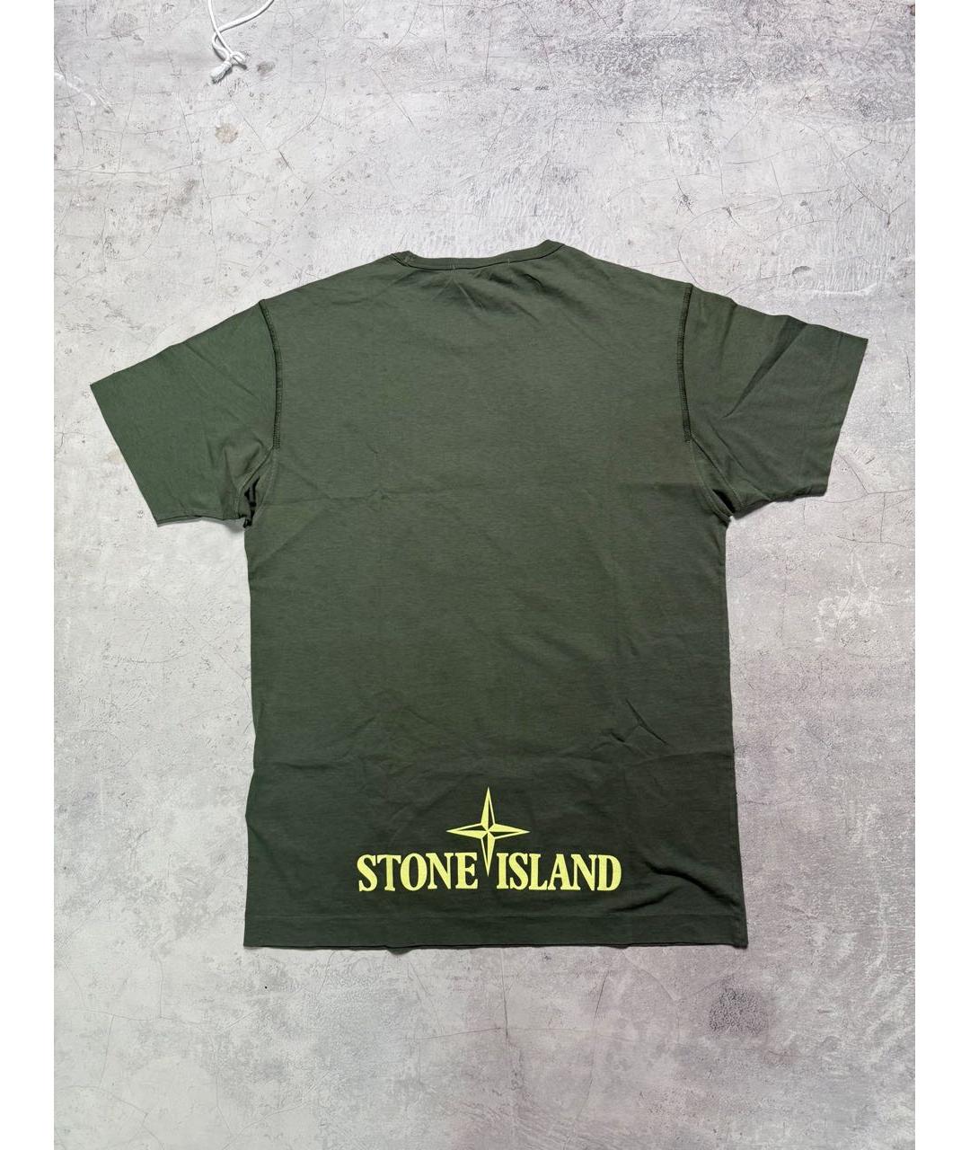 STONE ISLAND Хаки хлопковая футболка, фото 2