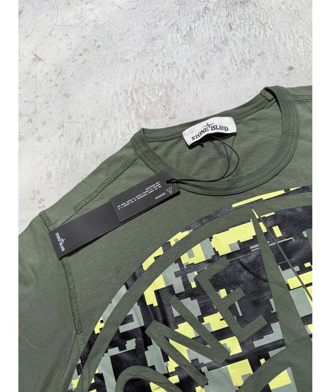 STONE ISLAND Хаки хлопковая футболка, фото 3