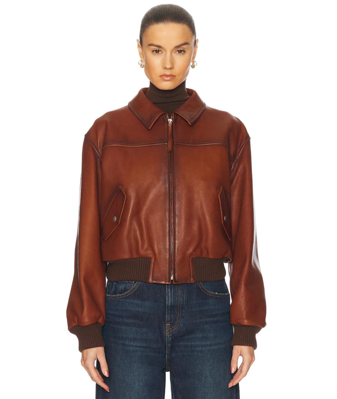 ACNE STUDIOS Коричневая кожаная куртка, фото 4