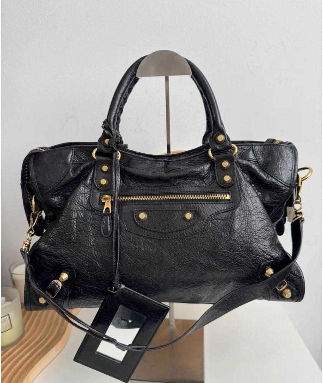 BALENCIAGA Черная кожаная сумка тоут, фото 2