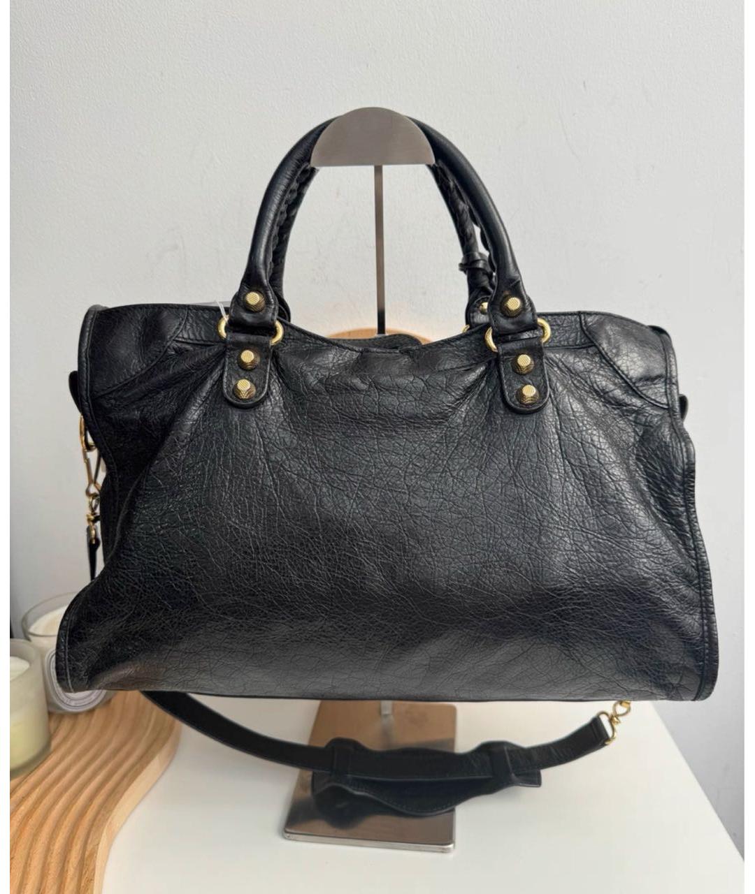 BALENCIAGA Черная кожаная сумка тоут, фото 3