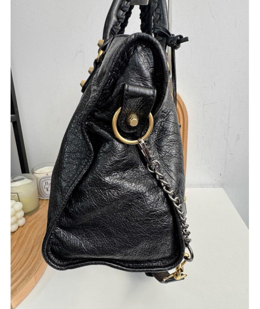 BALENCIAGA Черная кожаная сумка тоут, фото 5